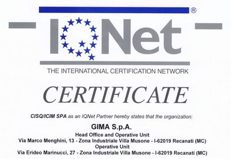Gima S.p.A. ottiene il rinnovo della certificazione ISO 9001 ed.2015