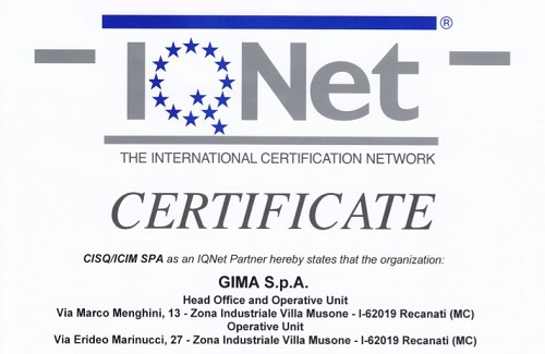 Gima S.p.A. ottiene il rinnovo della certificazione ISO 9001 ed.2015